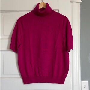 Ann Taylor short sleeved turtleneck Sweater, Fuschia